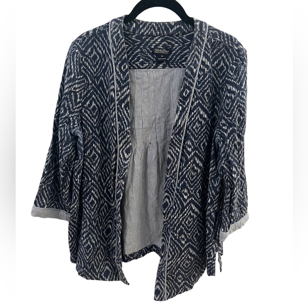 Lucky Brand Women’s 3/4 Sleeve Navy Patterned Blazer - Size M